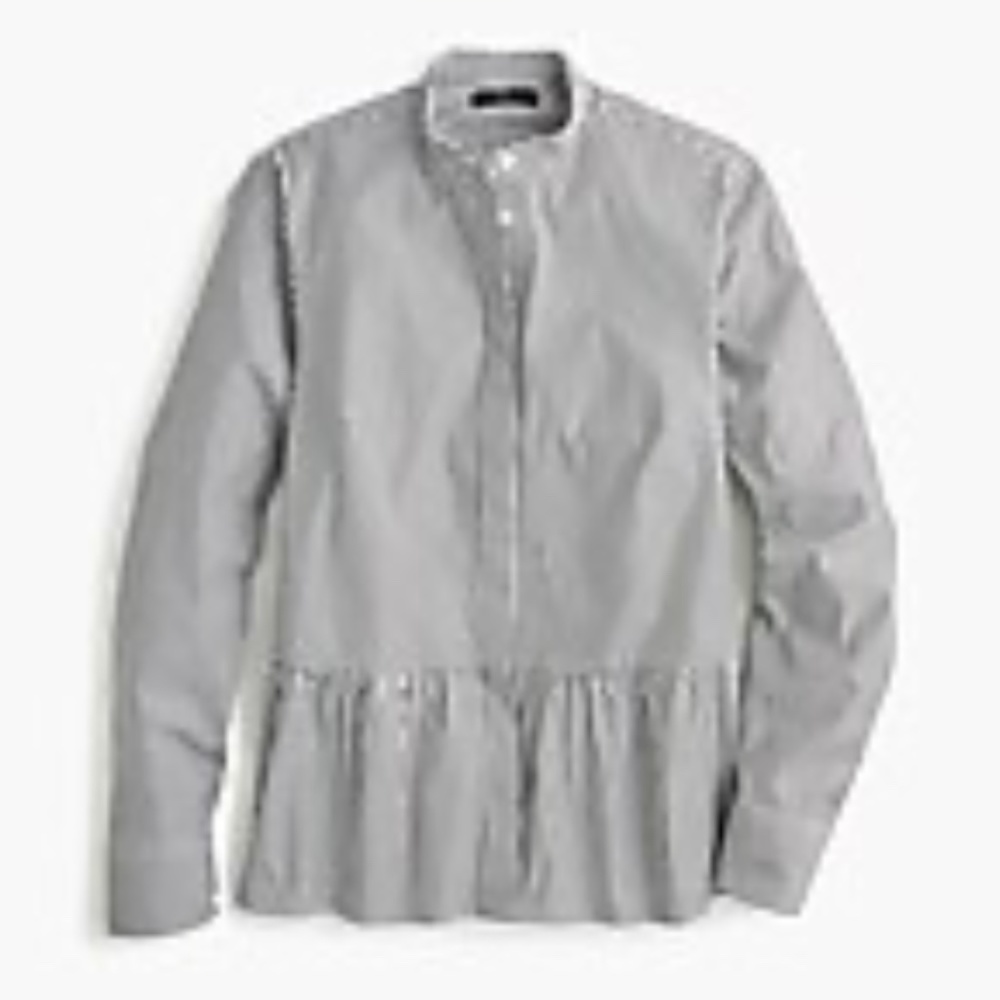 JCREW Stripe Stretch Button-up Peplum Shirt